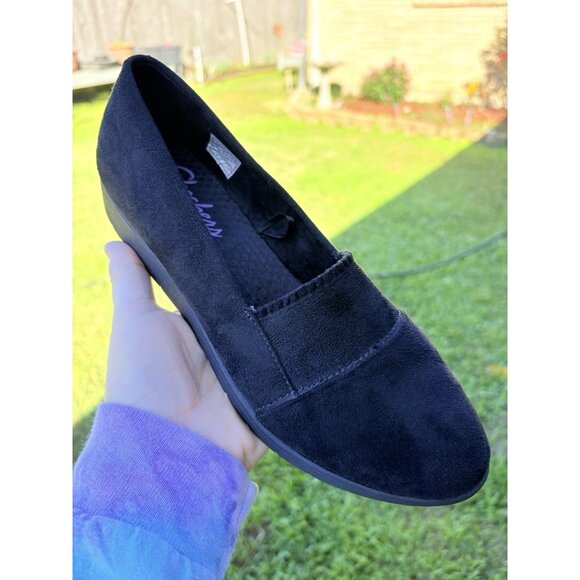 Skechers Shoes Womens 7.5 Relaxed Fit Air Cooled Memory Foam Black Suede Slip on - Picture 2 of 9